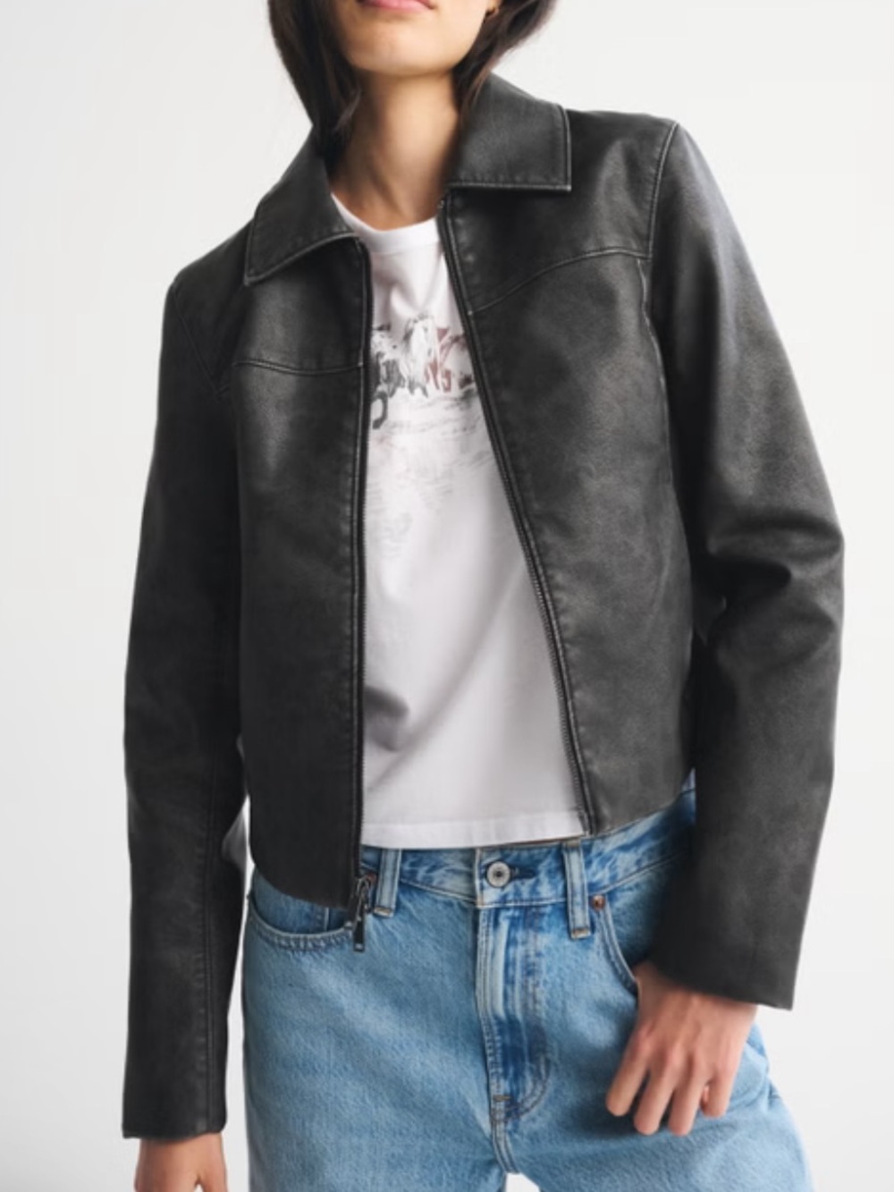 Abercrombie slim fit vegan leather jacket